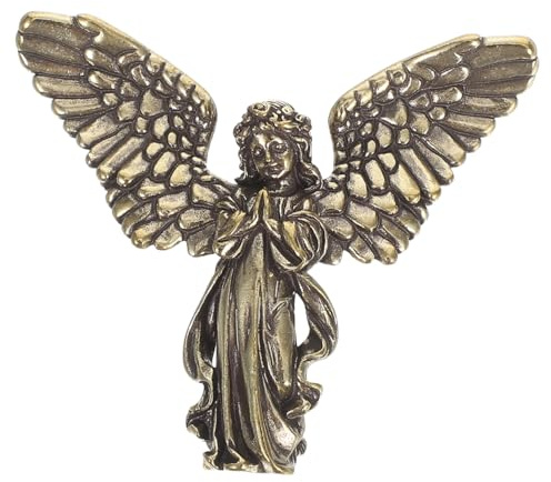 Gatuida Brass Angel Miniature Figurine, Hand Polished Statue for Table Decoration, Lucky Charm Figure for Birthdays and Festive Occasions, Artistic Angel Sculpture for Home and Office