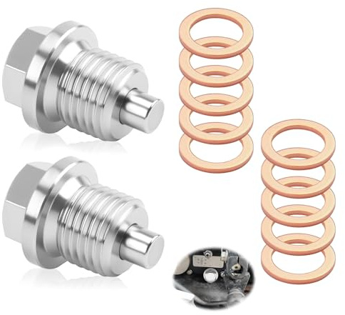 ARYIMYDP 2 Piezas Tapón de Carter Magnético M14x1,5 con 10 Arandelas de Cobre, Tornillo Carter Aceite para Coche y Moto