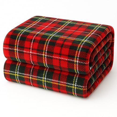Corredocasa Plaid in Pile Extra Morbido e Soffice con Elegante Trama Scozzese Made in Italy - Leggero e Confortevole - Coperta Perfetta per Divano, Letto (Rosso Quadrato, Una Piazza e mezzo 160x210)