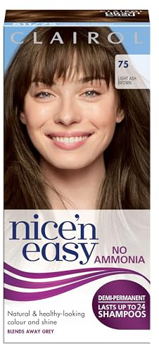 Clairol Nice'n Easy No Ammonia Hair Dye, 75 Light Ash Brown, 1 Count (Pack of 1)
