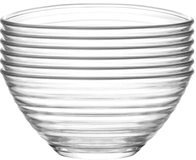 LAV 6X Clear 7cm Derin Glass Serving Bowls - Small Kitchen Pasta Salad Fruit Party Platter Food Dip Snack Dishes Set