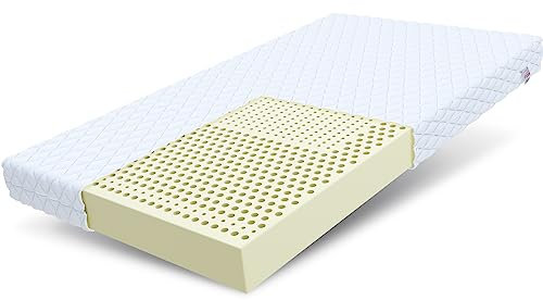 FDM Udine 4KIDS Latexmatratze 60 x 120 cm Kindermatratze Härtegrad H2 (Mittelweich) 9 cm Höhe Zweiseitig Bezug Abnehmbar Waschbar Antiallergisch
