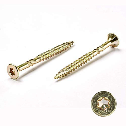 INNONEXXT Tornillos para tableros de aglomerado de primera | 3,5x50mm 500 Pcs.| tornillos madera, Tornillos multiuso, Tornillo universal, cabeza Torx, punta cortada, zincados en amarillo