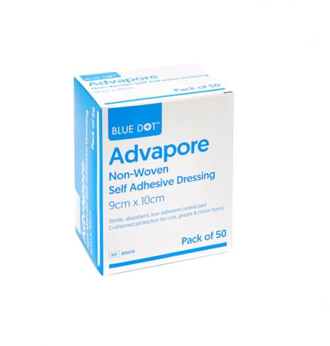 Blue Dot Advapore Non-Woven Self Adhesive Wound Dressings, 9cm x 10cm, Pack of 50