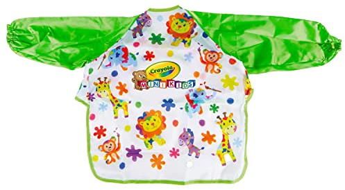CRAYOLA Mini Kids Grembiulino a Maniche Lunghe per Proteggere i Vestiti, età 12 Mesi, Peso Fino a 17 kg, per Asilo Nido, Scuola dell'Infanzia, Scuola Materna e Tempo Libero, 81-3940