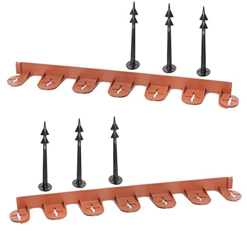 GardenPlast® PalisGarden Rasenkante – Flexible UV-beständig Wetterfest Raseneinfassung Beeteinfassung Beetumrandung Mähkante (10,2m + 42 Stück Erdanker, Terrakotta)