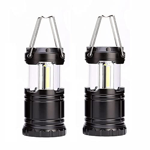 2PCS Portable COB LED Camping Lights, Collapsible Battery Powered Camping Lanterns Battery Powered, Waterproof Camping Lamps for Hurricane Emergency Storm Outages