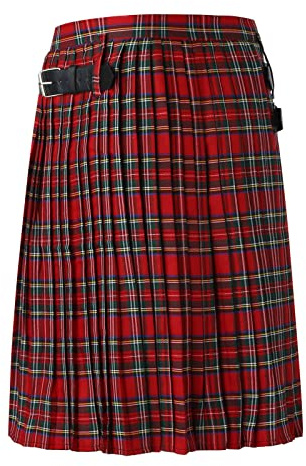 Skotsk kilt, klassisk kjol, rutig kjol för män, med fickor, kort skotskjol, rutig, kilt, skotsk klassisk med kontrastfickor, skotsk stil, individualitet, vintage, U röd, XXL