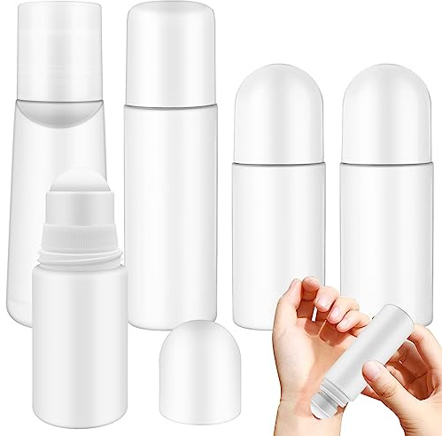 ADNEWX 5 stycken rulle på tom deodorant flaskor 50 90 100 ml tom deoroller för att fylla på eteriska oljor deodorant myggskydd solskyddsmedel fuktkräm etc