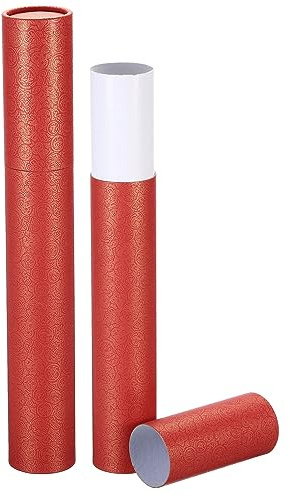 PATIKIL 2 Inch x 15 Inch Poster Tube, 2Pcs Photo Storage Tube Portable Shipping Mailing Tubes Calligraphy Painting Tubes Round Carrying Case for Storing Paper Art Map Documents, Red