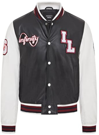 Mens Baseball Leather Letterman Bomber Jacket