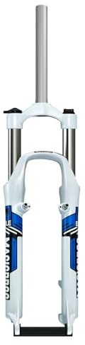 BSFHQS Bikes Suspension Fork 26inch Mountain Bike Spring Fork 1-1/8 Straight Bike Mechanical Fork Travel 110mm Disc Brake + V-brake Bike Fork Manual 9 * 100mm QR(White Blue)