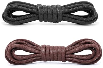 Aoktorkit Runde Schnürsenkel, 2 Paar, gewachst, runde Schnürsenkel, Ersatz-Schnürsenkel für Sneaker, Laufen, Sportschuhe, Kaffee und Schwarz, Kaffee und Schwarz, 100cm*3mm