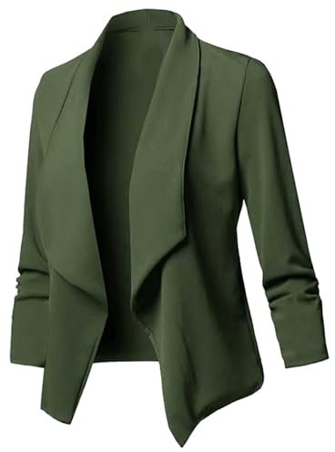 Damen Blazer, Jackett Casual Sweatblazer Damen Frühling, Open Front Einfarbig Slim Fit Blaser Jacke Oversize Blazer Damen Kurz Bequem Basic Blazer Cardigan Damen Elegant Frühjahr