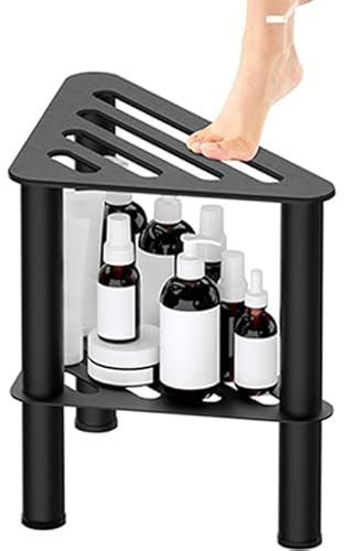 WINSTECK Tabouret de Douche d'angle en MéTal pour Le Rasage des Jambes, Banc de Douche Repose-Pieds pour Douche IntéRieure, Petit Marchepied ImperméAble Et AntidéRapant pour