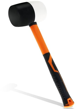 TOOLUTION Mazza di gomma - Mazza morbida da 32 oz per la posa di pavimenti e la lavorazione del legno - Dotata di manico in fibra di vetro per la protezione delle superfici Rubber Mallet