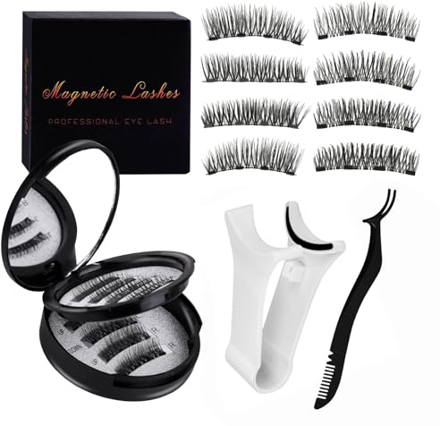 2 Pairs Magnetic Eyelashes with Applicator, No Glued Magnetic Lashes with Applicator, Lightweight Natural,Easy to Wear and Remove,Reusable Eyelashes