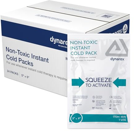 Dynarex Instant Cold Packs - Non-Toxic - Disposable Cold Compress for First Aid - Portable and Conforms to Body Contours - Quick Activation - 5 x 9 - 24 Count