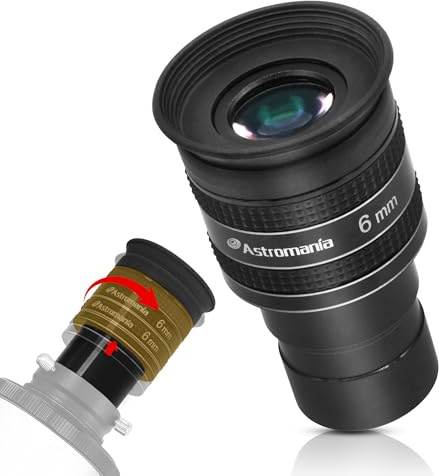 Astromania Telescope Eyepiece 6mm, Wide Angle 58 Degree Apparent Field Planetary Eyepiece for 1.25 inch Astronomy Telescope & Filter, Fully Multi-Coated Telescope Accessory for Planetary Observation