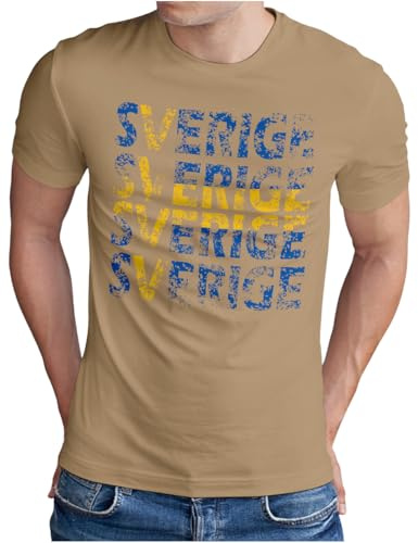 OM3® - Sverige - T-shirt Sverige fotboll World Cup Soccer fanshirt sport tröja, S - 5XL