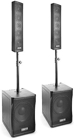 VONYX VX1200 Column Line Array Speaker System Pair - 1500W Active PA System with 12-Inch Subwoofers, Plug-and-Play Column Array Speakers for Live Performances, Conferences and Large Events