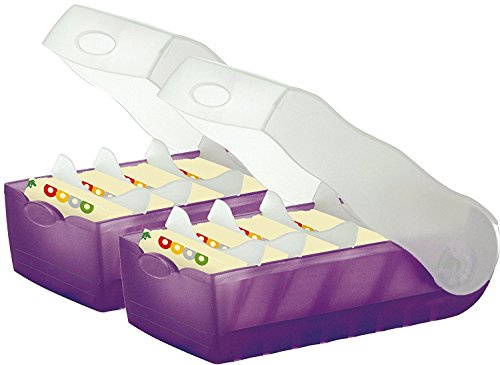 Han Croco Index Card Box DIN A8 Landscape, With 100 Cards with 5 Support Plates, 2er Set | transluzent lila, 1