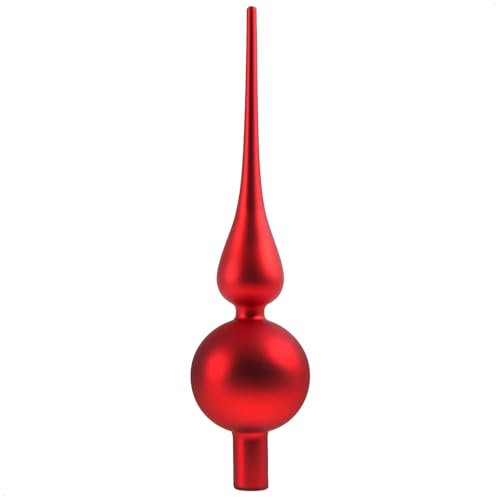 Com-four® Copa para Árbol de Navidad en Rojo Mate - Cristal Auténtico, 28 cm