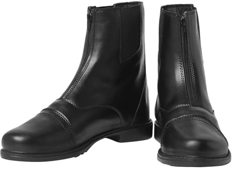 TuffRider Men’s Starter Front Zip Paddock Boots | Durable, Easy to Clean Water-Resistant Horse Riding Boots for Men - Black - 9