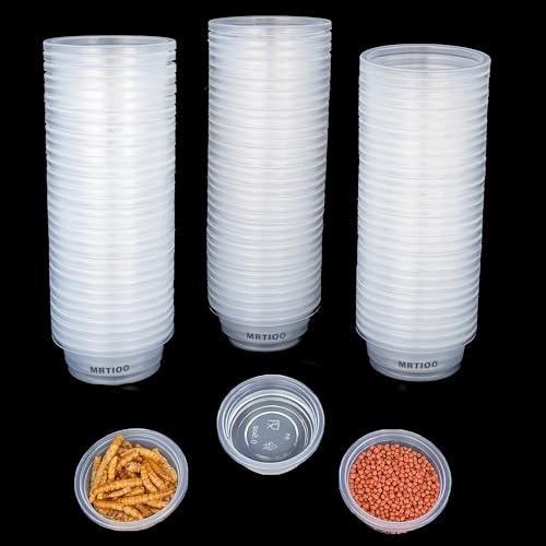 MRTIOO 100 pcs 0.5oz Crested Gecko Food and Water Feeding Cups, Reptile Feeder Bowls, for Lizard and Other Small Pet Ledge Accessories Supplies