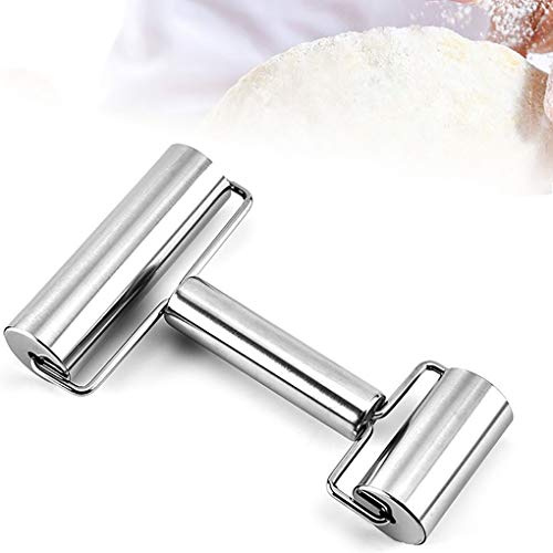Goeielewe Rolling Pin Double Roller, Stainless Steel Pastry and Pizza Double Dough Baker Roller Metal Kitchen Utensils Ideal for Baking Dough, Pizza, Pie, Pastries, Pasta and Cookies