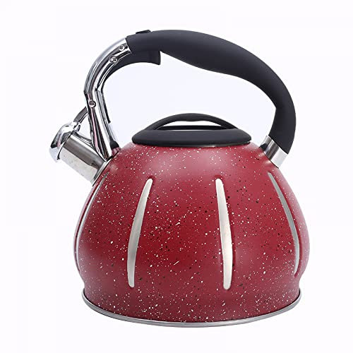 YXSH 3L Whistling Kettle Stainless Steel Induction Cooker Kettle Red Home Kettle Gas Stove Water Bouilloire Camping Cooking