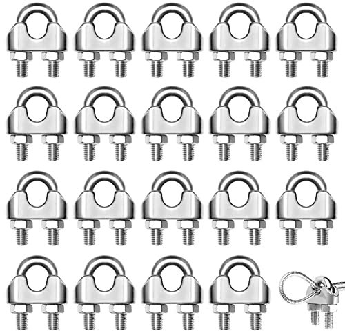 20 Stück Drahtseilklemme M2 Seilklemme Edelstahl 304 Bügelklemmen Seilklemme für Drahtseile Stahlkabel Seilen Ø 2mm
