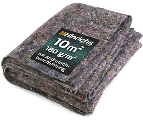 Hinrichs Malervlies 10m² 180g/m² - 2 Zuschnitte je 1x5m Maler-Abdeckvlies mit Anti-Rutsch Beschichtung - Abdeckfliesse für Boden - Allzweckvlies als Schutz für Boden, Treppen & Möbel