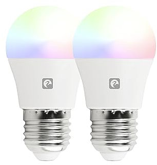 Garza Smart - 2 Pack Wifi Smart LED Birne G45 E27 5W (40W Äquivalent) RGB+CCT, dimmbar, programmierbar, Sprach- und App-Steuerung (Alexa/Google Home), Wifi 2.4 GHz