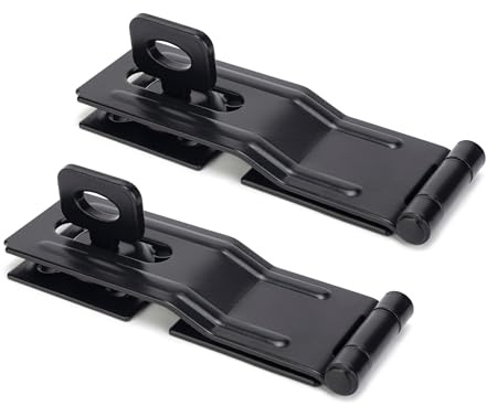 SANKINS 4-1/2 Swivel Staple Safety Hasps, Gate Door Hasp Latches Safety Packlock Clasp Locking with Twist Knob for Fence, Gate, Cabinet, Black, 2 Pack