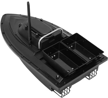 KenSyuInt Barca per mangimi RC Baitboat con 2 Hoppers per la pesca notturna, con telecomando
