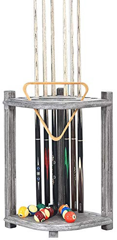 FLYIFE Queue-Rack, Pool-Queue-Rack, Massivholz-Billard-Stick-Ständer, Pool-Queue-Stick-Halter, Eck-Boden-Queue-Rack, fasst 10 Queues für Pool-Bars, Clubs