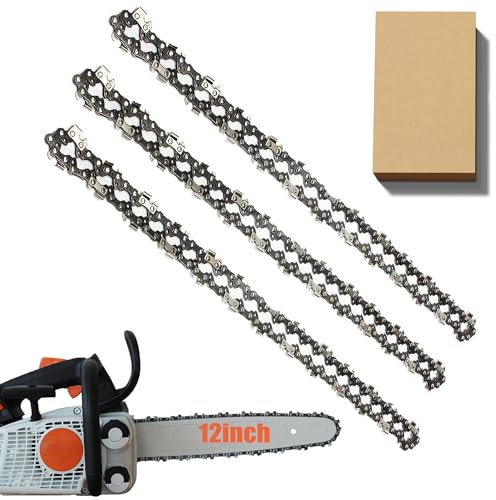 3 Pack Chainsaw Chain for 12 Inch (30cm) Bar, 3/8 LP 44 Drive Links .043 Gauge, Replacement Chain fits for Stihl MS170 MS171 MSE170 MS192T and More