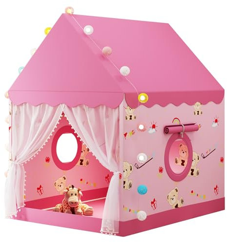 Playhouse for Kids, Play house for kids outdoors & indoors, Soft Ventilated Spacious & Easy Setup, for Little Princes and Princesses (Pink)