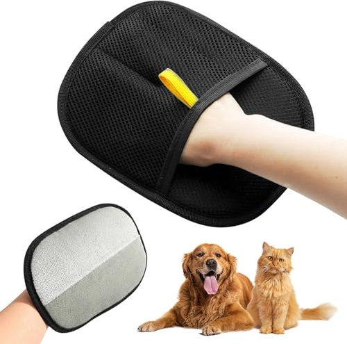 Cxqbsmy Gants de toilettage double face pour animaux de compagnie, gants polyvalents pour enlever les poils d'animaux de compagnie, gants antistatiques pour chiens et chats, pour le lavage