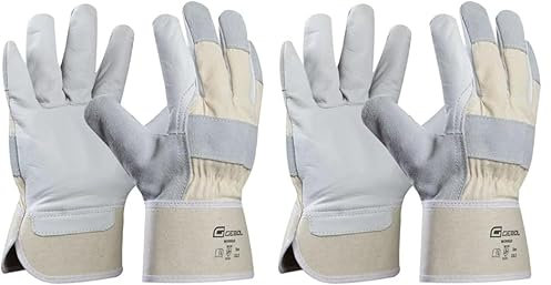 Gebol Worker | Robuste Arbeitshandschuhe aus Leder | Lederhandschuhe Herren | Größe XL (Gr 10,5) | Weiß | 1 Paar (Packung mit 2)