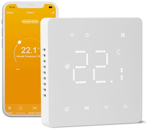 Beok Thermostat Fussbodenheizung Wasser, Raumthermostat Fußbodenheizung WiFi Digital, Tägliche Programmierung WLAN Thermostate Heizung Smart Kompatibel Tuya Alexa Google Assistant, 230V 3A Weiß