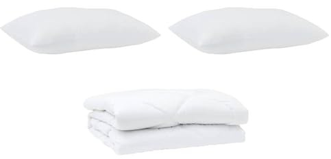 Gecheer Piumone con cuscino 3 pezzi, microfibra morbida trapunta termoregolante, bianco elegante, per letto matrimoniale e camere moderne