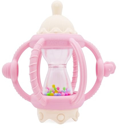 Little Ones 3 in 1 Baby Teether Rattle Toys for Babies 0-6 Months Soothers Up to 12 Months – Non-BPA Silicone Gentle Teething Toys for Baby with Handles, Newborn Sensory Toy – Multi-Texture Design