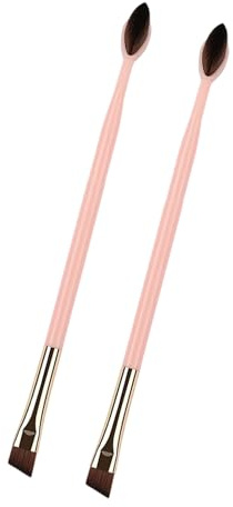 Lot de 2 pinceaux à sourcils inclinés avec poils en nylon doux et manche ergonomique pour une utilisation durable