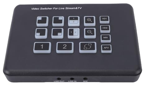 Plyisty Live Stream Switcher, USB C 3.0 Video Mixer med 2 1080P HD-ingångar 3,5 Mm Port, för PC Live Broadcast Spel Streaming Videokonferenser
