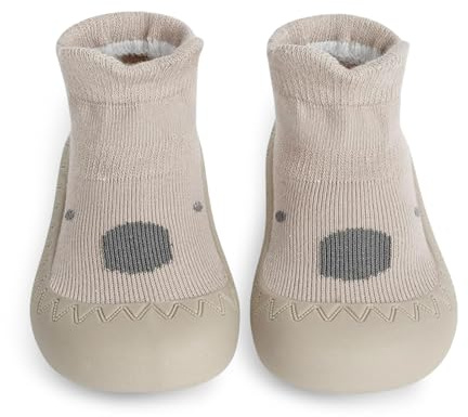 flintronic 1 par promenadskor för bebisar, andningsbar mjuk sula spädbarn sneakers med halkfri gummisula, strumpdesign, 12-18 månader (kaki)