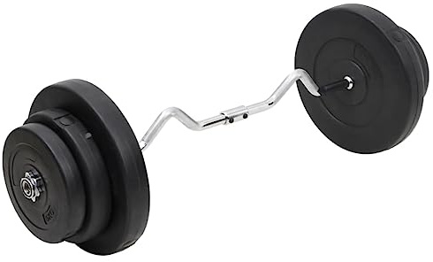 Teenpull Curlstång med vikter förkromat stål, skivstång med viktskivor 7, stjärnstängning, styrketräning, fitness, hemmagym, muskeluppbyggnad