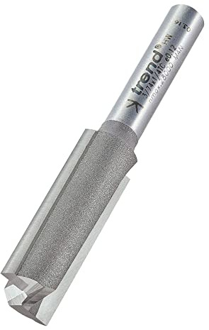 Trend Professional Straight Two Flute Router Cutter, 1/4 Inch Shank, 12mm Cut Diameter, Tungsten Carbide Tipped, 3/74X1/4TC