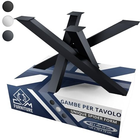 CM Furniture Patas para Mesa Cristal Madera Antracita Base Spider Tipo Araña para Spider Tipo Forma X Cruzadas Estrellam Carga Pesada - para Mesa de Centro Salón A: 43 cm DIY Loft Base de Encimera